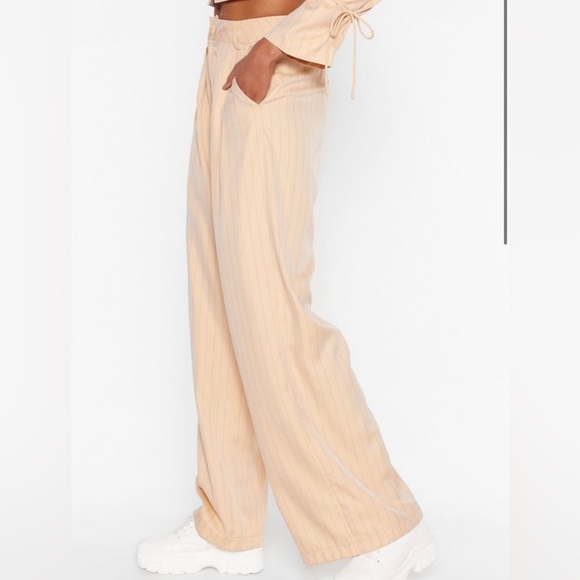 Nasty Gal Dressed To The Lines Pinstripe Wide-Leg Pants - Picture 3 of 5